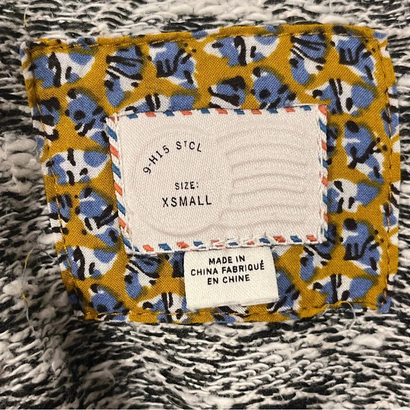 Anthropologie‎ cowl neck tunic gray and white Aztec print sweater 100% cotton XS - Picture 7 of 10